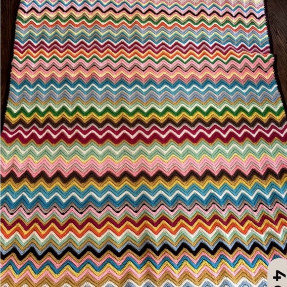 Handmade Multicolor Zigzag Pattern Afghan - Picture 1 of 4